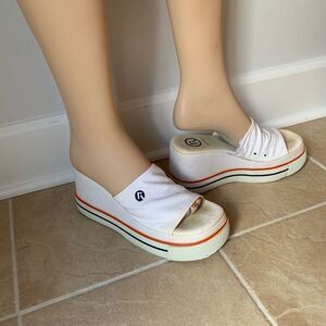 Y2K Report Wedge Lacy White Canvas Sz 10 Nordstrom